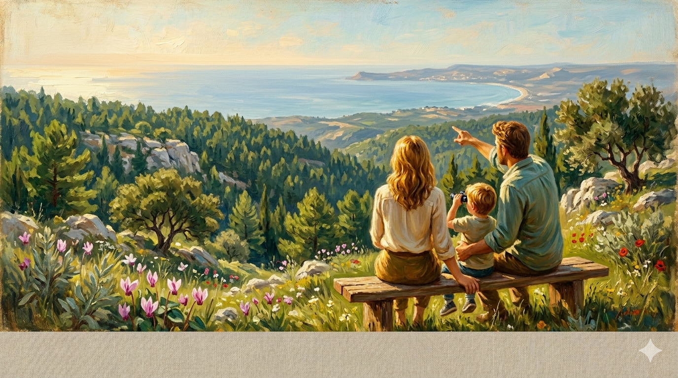 משפחה מביטה לאופק מרכס הכרמל